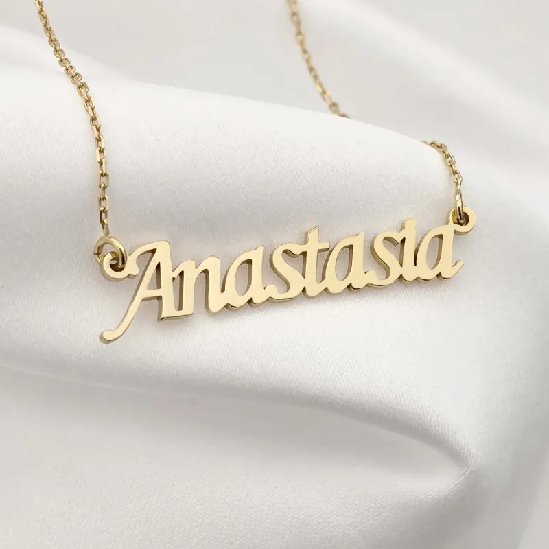 Névnyaklánc – Klasszikus Elegáns Betűtípus – 18K Sárga Aranyozott 925 Sterling Ezüst