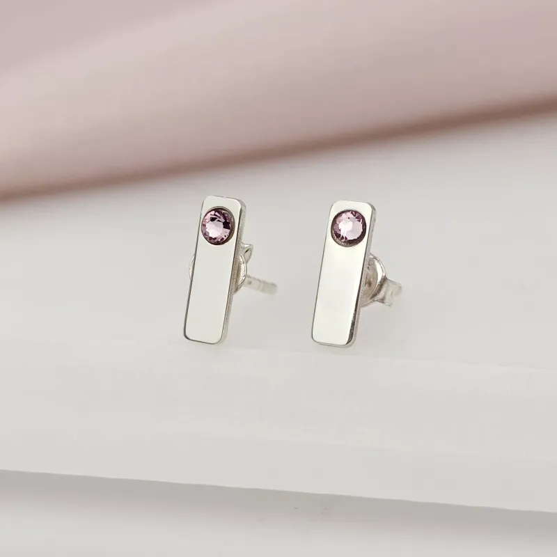 Ezüst Rúd Fülbevaló Swarovski kristállyal