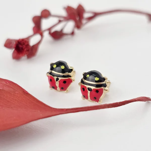 9K Katicabogár Fülbevaló zománccal