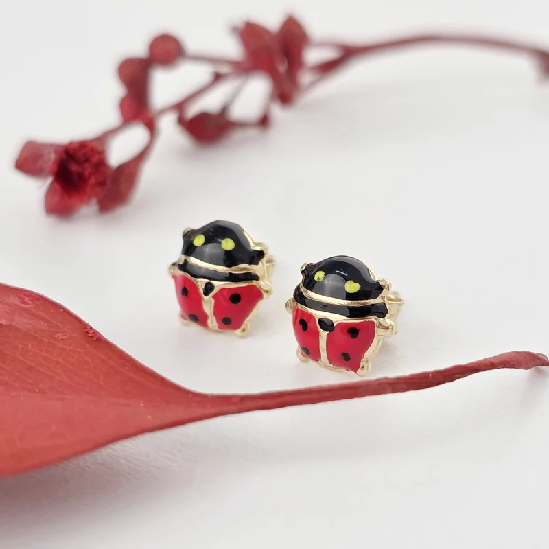 9K Katicabogár Fülbevaló zománccal