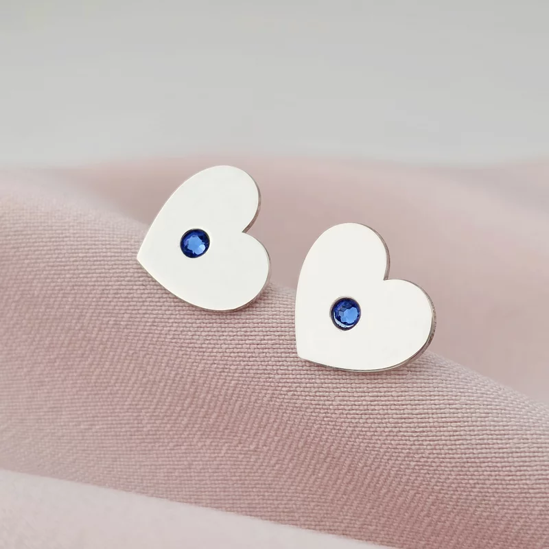 Ezüst Szív Fülbevaló Swarovski Kristállyal