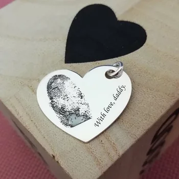 Szíves medál lenyomattal és üzenettel - Ezüst 925