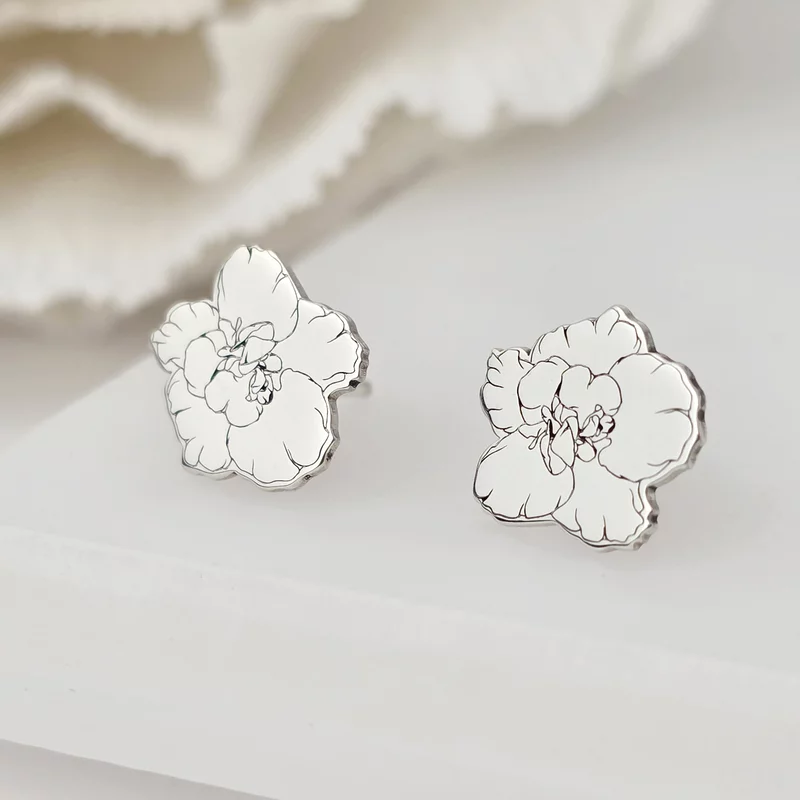 Ezüst Kamélia Virág Fülbevaló