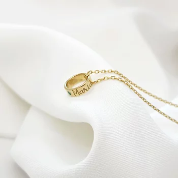 Személyre szabott nyaklánc - A Kapcsolódás Rezgései - Henger névvel és drágakővel - 925-ös Ezüst 18K Sárga arany bevonattal