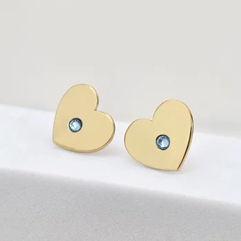 Szív Fülbevaló Swarovski Kristállyal - 925-ös Ezüst 18K Sárgaarany bevonattal