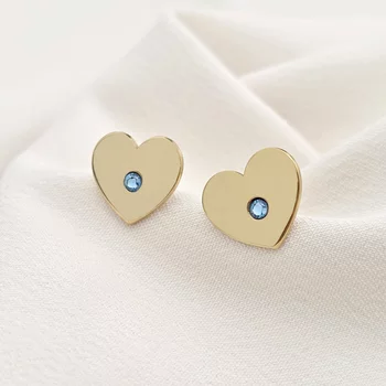 Szív Fülbevaló Swarovski Kristállyal - 925-ös Ezüst 18K Sárgaarany bevonattal