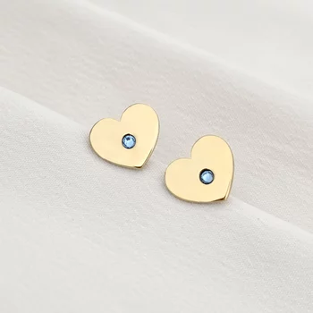 Szív Fülbevaló Swarovski Kristállyal - 925-ös Ezüst 18K Sárgaarany bevonattal