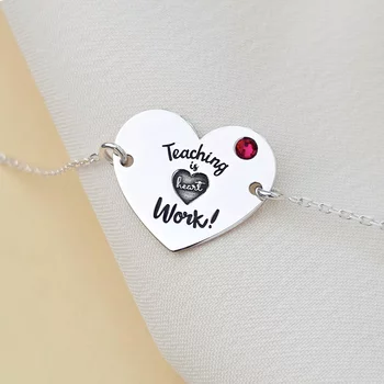Ezüst Karkötő Lánccal és Swarovski kristállyal - Szívügyünk a tanítás - 925-ös Ezüst