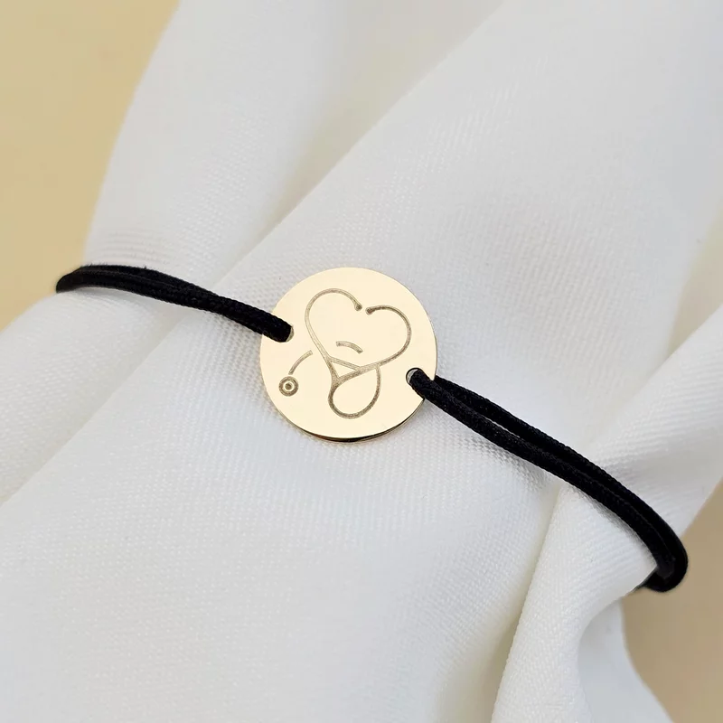 Sztetoszkóp Karkötő  - 9K Sárga Arany - Állítható Zsinór