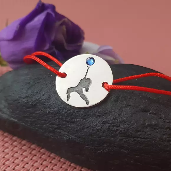 Táncos Karkötő - 925 Sterling Ezüst Érme - Swarovski Kristály - Állítható Zsinór