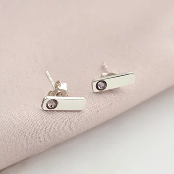 Ezüst Rúd Fülbevaló Swarovski kristállyal