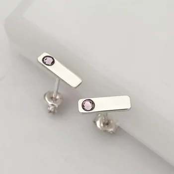 Ezüst Rúd Fülbevaló Swarovski kristállyal