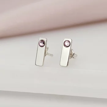 Ezüst Rúd Fülbevaló Swarovski kristállyal