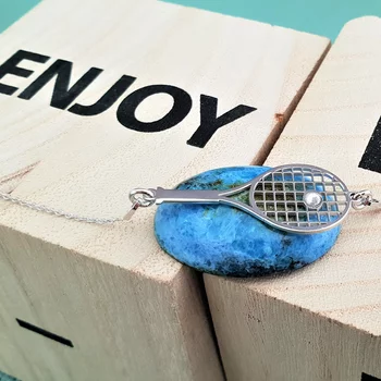 Teniszütő Nyaklánc - 925 Sterling Ezüst - Swarovski Kristály - Körkapocs