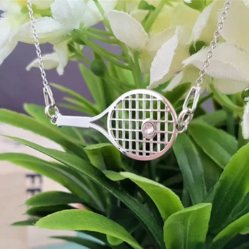 Teniszütő Nyaklánc - 925 Sterling Ezüst - Swarovski Kristály - Körkapocs