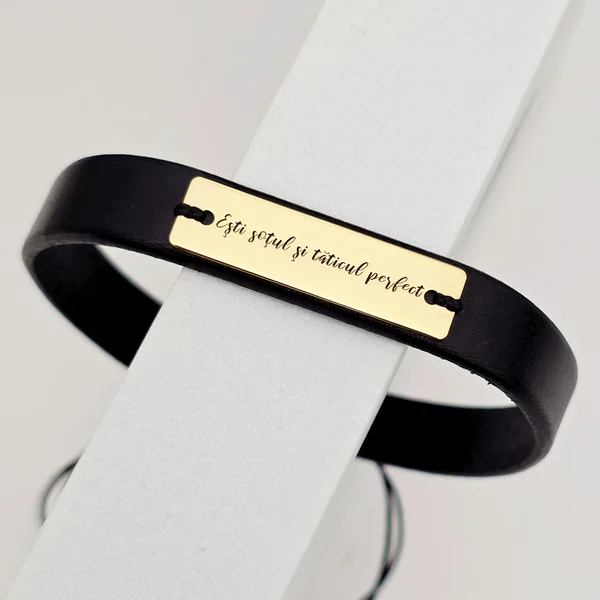 Tökéletes férj és apa karkötő - 925 ezüstözött 18 karátos arannyal, bőr