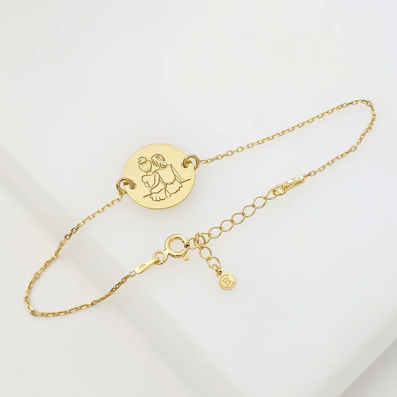 Bratara 2 surori / prietene cu lantisor - Argint 925 placat cu Aur 18 K picture - 2