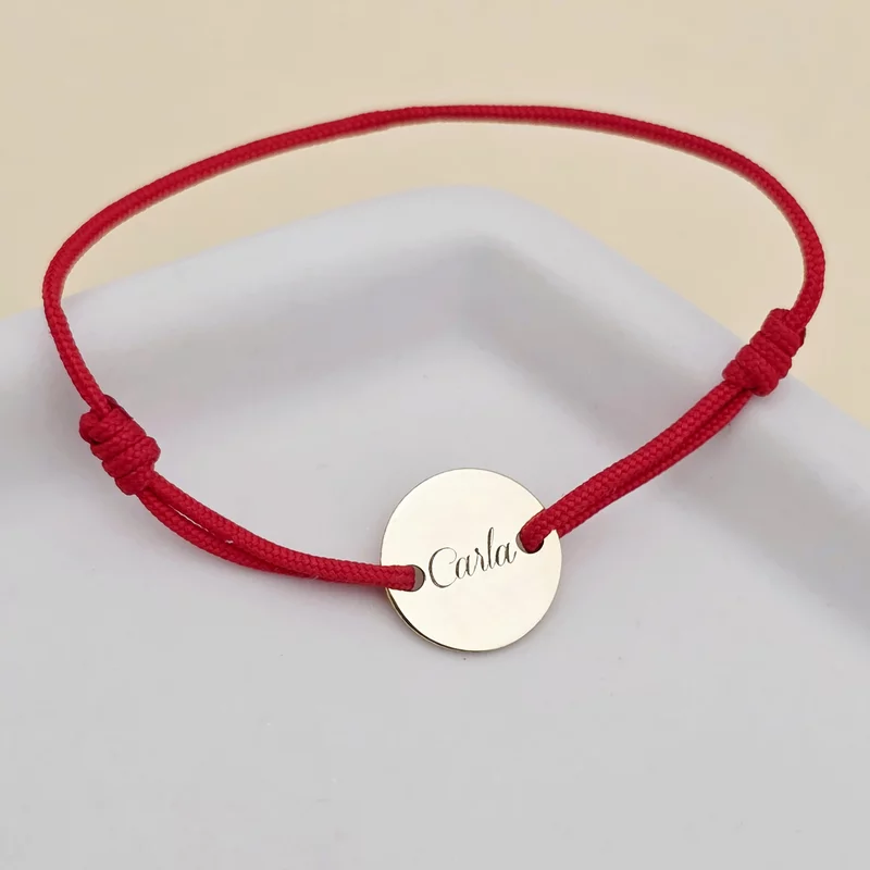 Bratara banut 10 mm - Gravat cu nume/data/mesaj/simbol - Aur Galben 9K - snur reglabil picture - 3