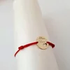 Bratara personalizata - Te iubesc - banut cu inima decupata - Aur Galben 14K - 12 mm diametru - snur reglabil