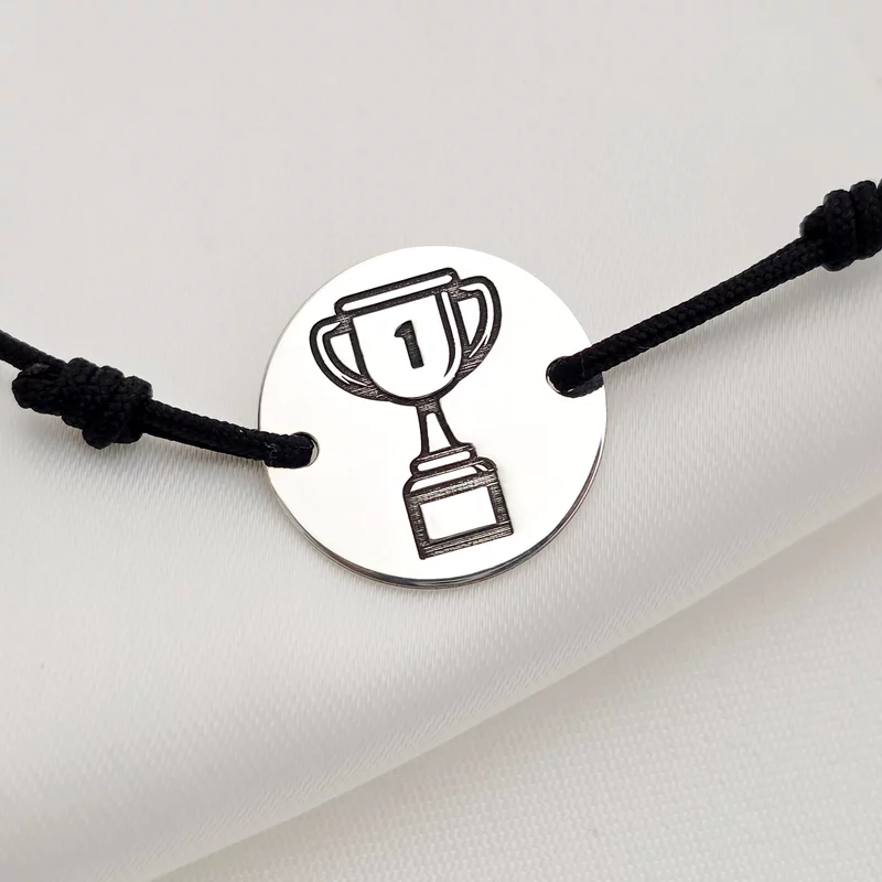 Bratara banut - Cupa gravata - Argint 925, snur negru picture - 1