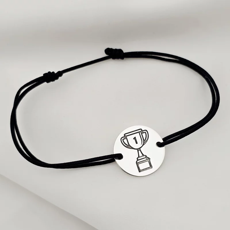 Bratara banut - Cupa gravata - Argint 925, snur negru picture - 3