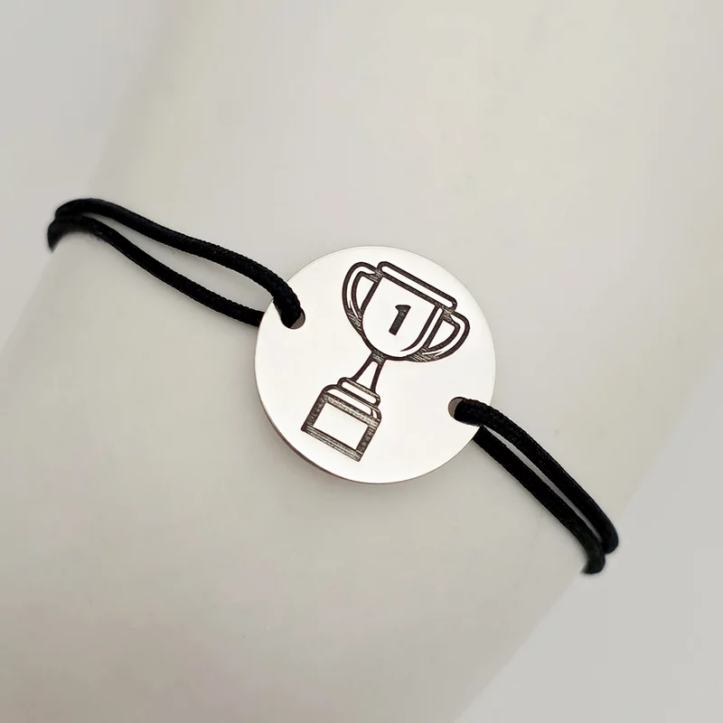 Bratara banut - Cupa gravata - Argint 925, snur negru picture - 5