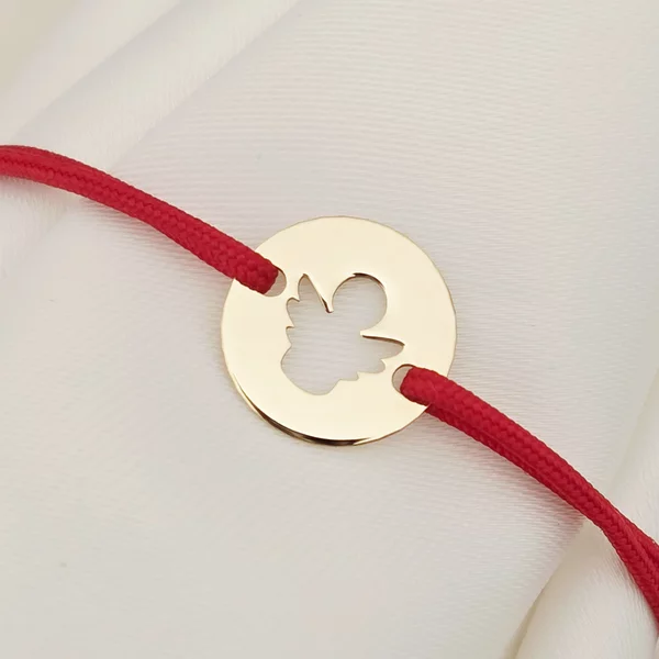 Bratara banut 10 mm - Ingeras decupat - Aur Galben 14K - snur reglabil