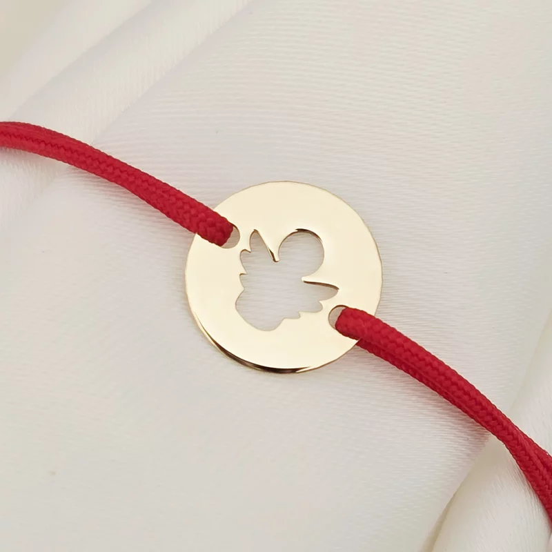 Bratara banut 10 mm - Ingeras decupat - Aur Galben 14K - snur reglabil