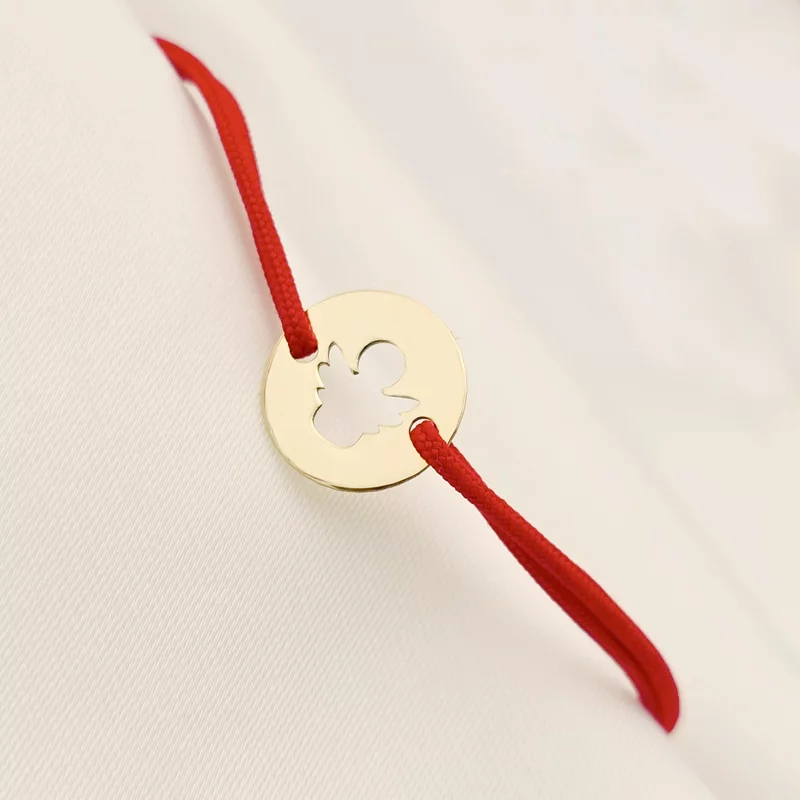 Bratara banut 10 mm - Ingeras decupat - Aur Galben 14K - snur reglabil picture - 4