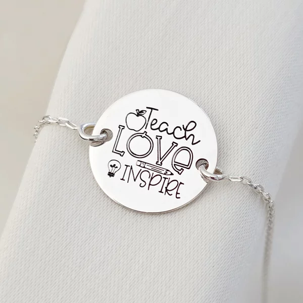 Bratara banut - Teach Love Inspire - cu lantisor - Argint 925