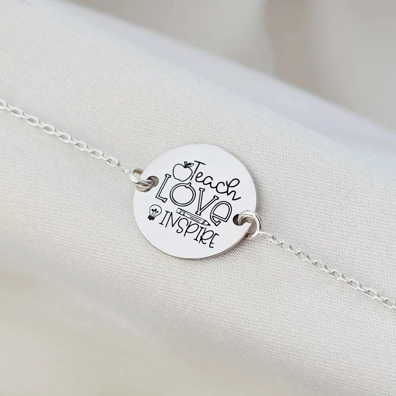 Bratara banut - Teach Love Inspire - cu lantisor - Argint 925 picture - 3