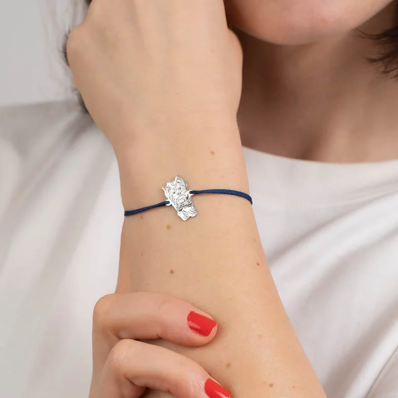 Bratara caine iubit - Personalizare cu poza - Argint 925 - Snur reglabil, diverse culori picture - 2