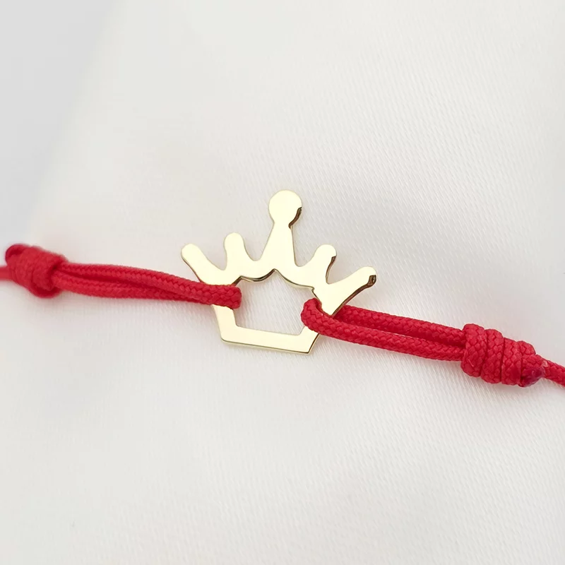 Bratara coronita din Aur de 9K-  cu snur reglabil picture - 1