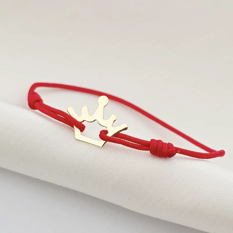 Bratara coronita din Aur de 9K-  cu snur reglabil picture - 3