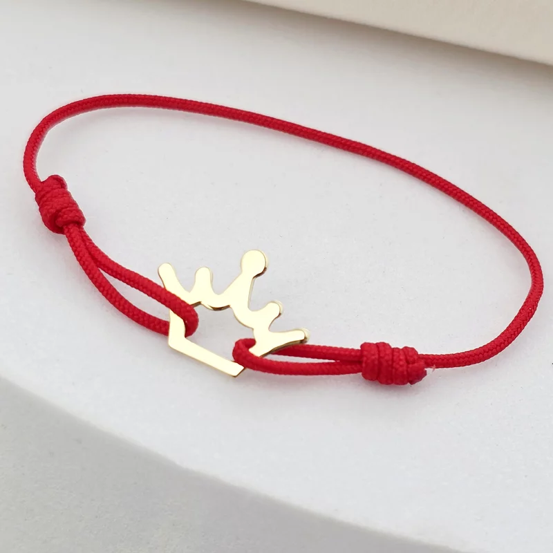 Bratara coronita din Aur de 9K-  cu snur reglabil picture - 4