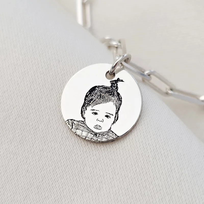 Bratara cu Perle - Puritate capturata - Model 2 straturi cu sirag perle si lant cu pandantiv fotogravura - Argint 925 picture - 3