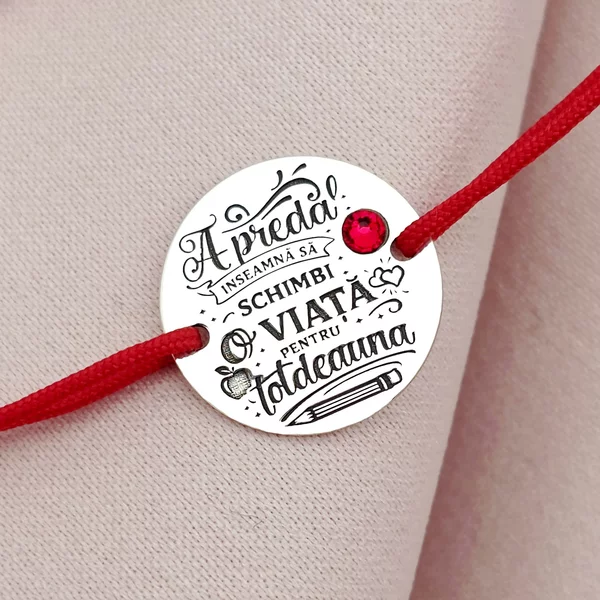 Bratara Educatie cu amprenta - Argint 925 cu Cristal Swarovski - Snur reglabil, diverse culori