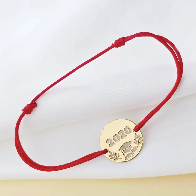 Bratara Graduation - An decupat - Banut 15 mm si snur reglabil - Argint placat cu Aur Galben 18K picture - 3