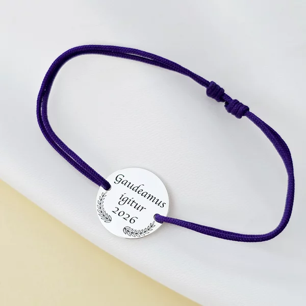 Bratara Graduation - Gaudeamus igitur - Banut 15 mm si snur reglabil - Argint 925