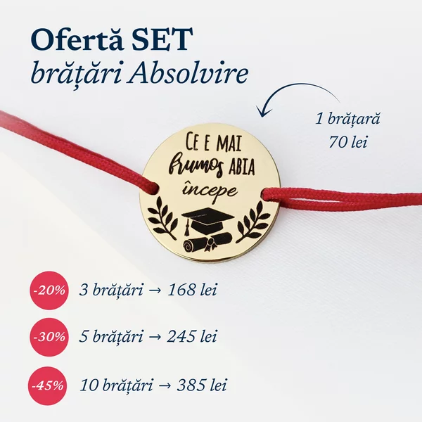 Bratara Graduation - Inceput - Banut 15 mm si snur reglabil - Otel Inoxidabil 316L