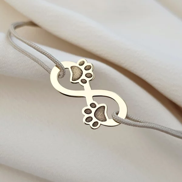 Bratara infinit - Paw love - Aur Galben 9K - Snur reglabil, diverse culori