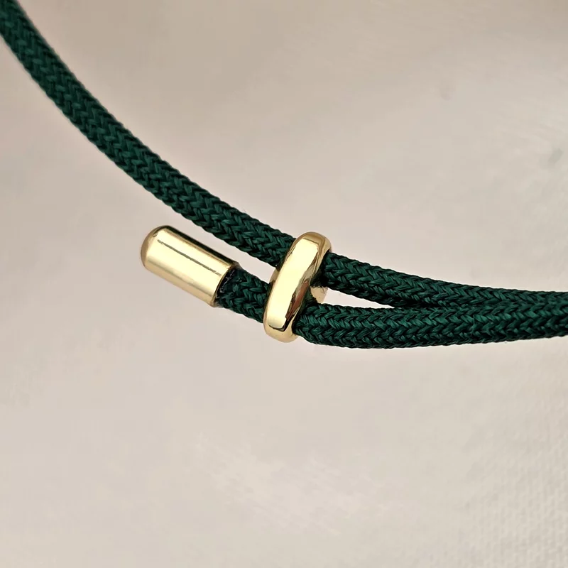 Brățara Infinitul Meu - Șnur verde Gros si 2 bilute de 3 mm - Argint 925 placat cu Aur Galben 18K picture - 4