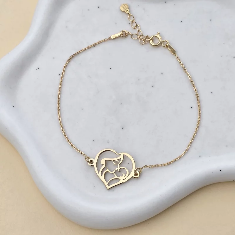 Brățară Inimă Mama și Bebe – Legătura Eternă - Argint 925 placat cu Aur Galben 18K picture - 2