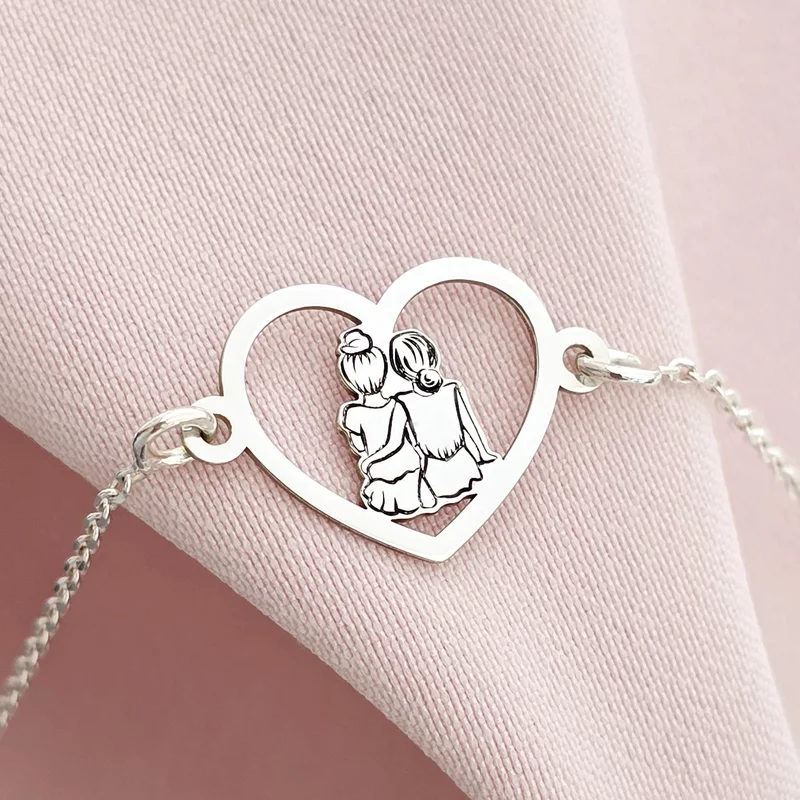 Bratara Inima Surorilor cu lantisor dama – Argint 925 picture - 1