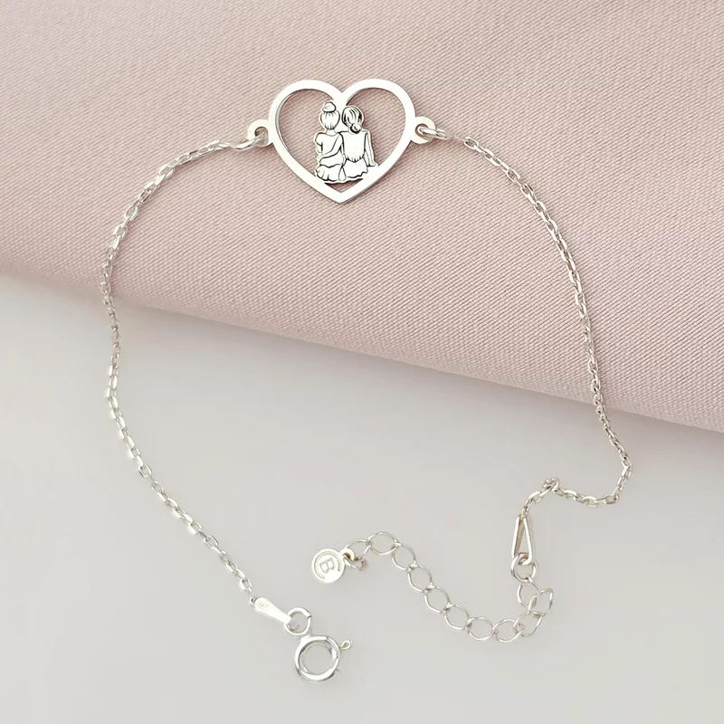 Bratara Inima Surorilor cu lantisor dama – Argint 925 picture - 3