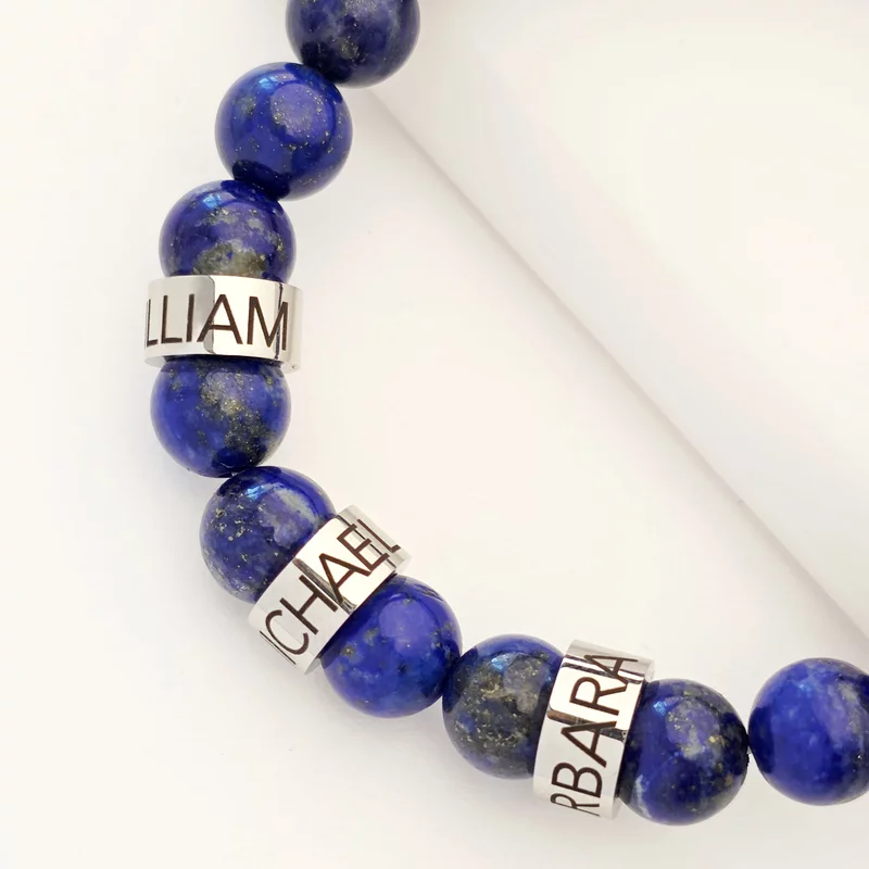 Bratara Lapis Lazuli - 3 Cilindri personalizați - Otel Inoxidabil 316L picture - 3