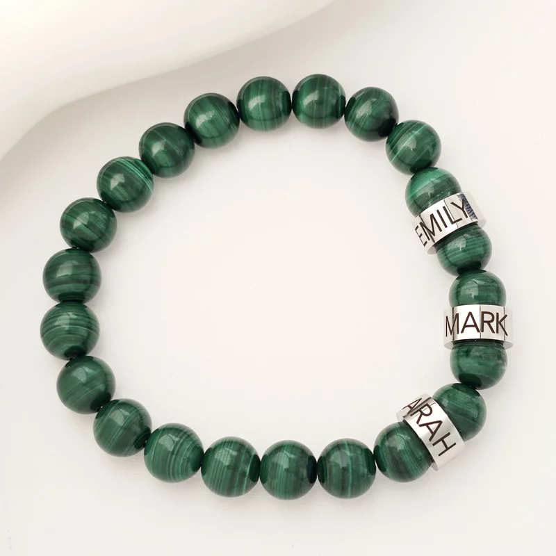 Bratara Malachit- 3 Cilindri personalizați - Otel Inoxidabil 316L picture - 4