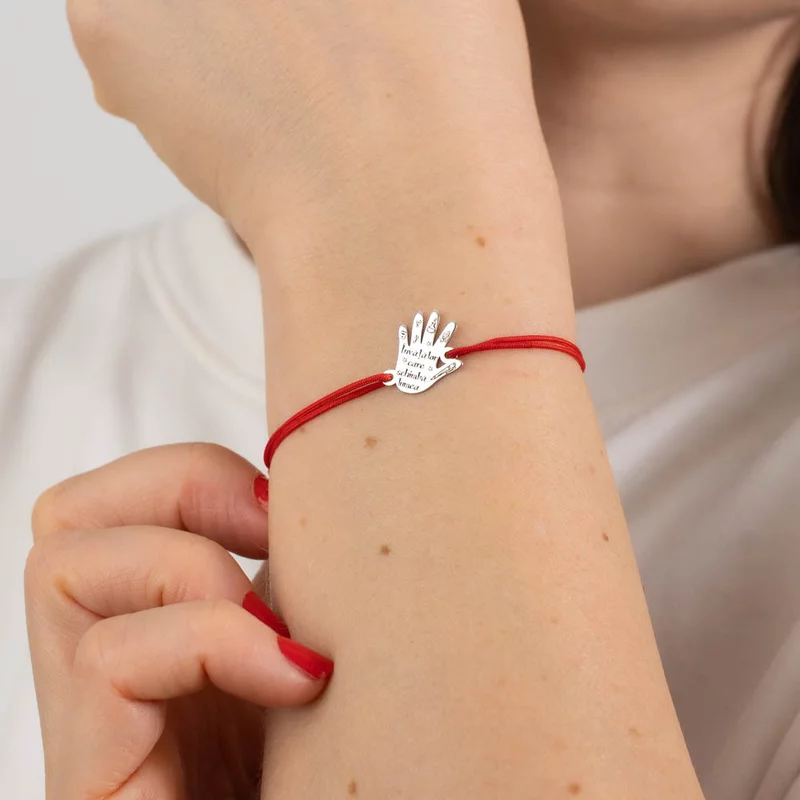 Bratara Mana premiata de Educatoare/Invatatoare - Argint 925 - Snur reglabil, diverse culori picture - 2