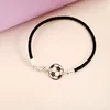 Bratara minge de fotbal - Argint 925 - piele impletita