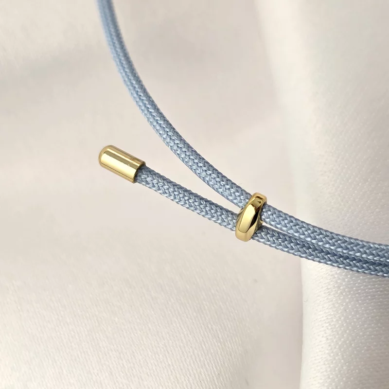 Brățara  Paw  –  pandantiv lăbuță si 2 biluțe 3 mm pe Snur blue Gros, din Argint 925 placat cu Aur Galben 18K picture - 4